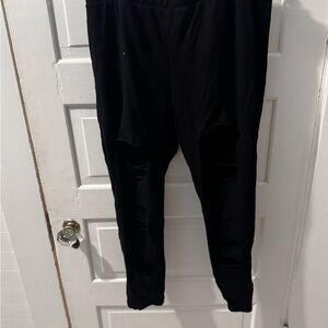 Black Leggings with cut fish net design